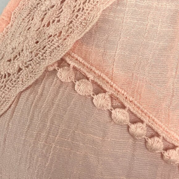 Jennie Marlis Womens Boho Coquette Crochet Lace Tunic Top Size PM Pink Flowy - Picture 7 of 11